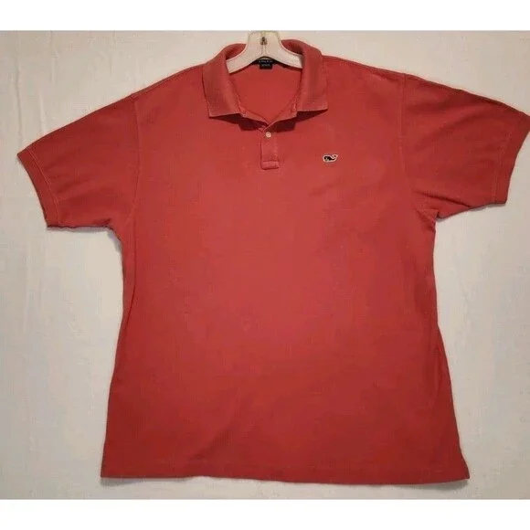 Vineyard Vines Salmon Pink 100% Cotton Classic Fit Whale Polo Shirt Size Large - Picture 8 of 8